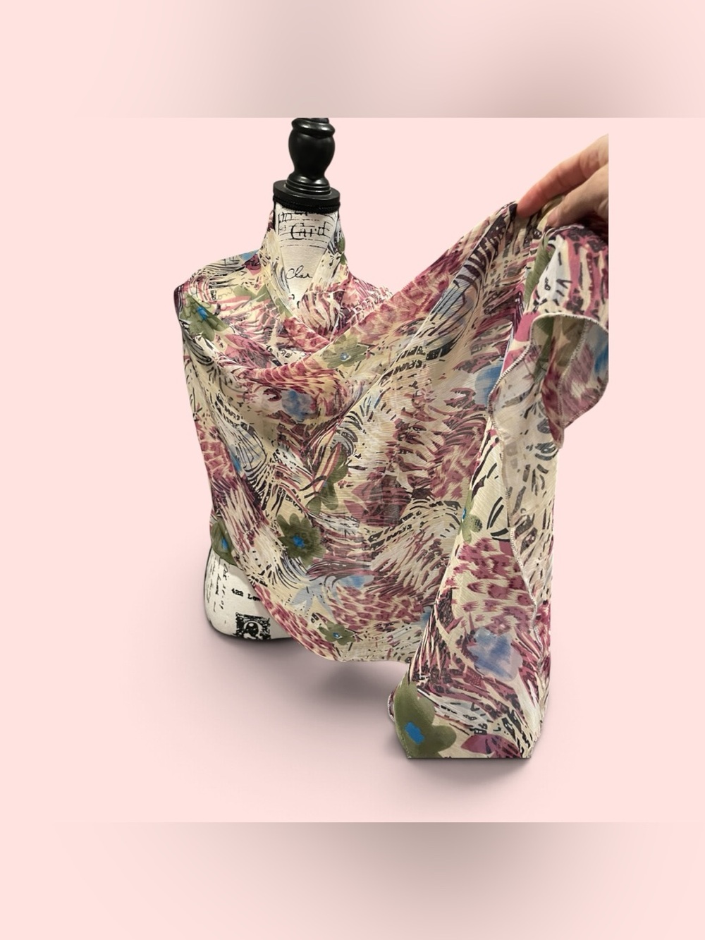 Cute Y2K tropical tribal crinkle animal print oversized sheer scarf 27x60 fairy